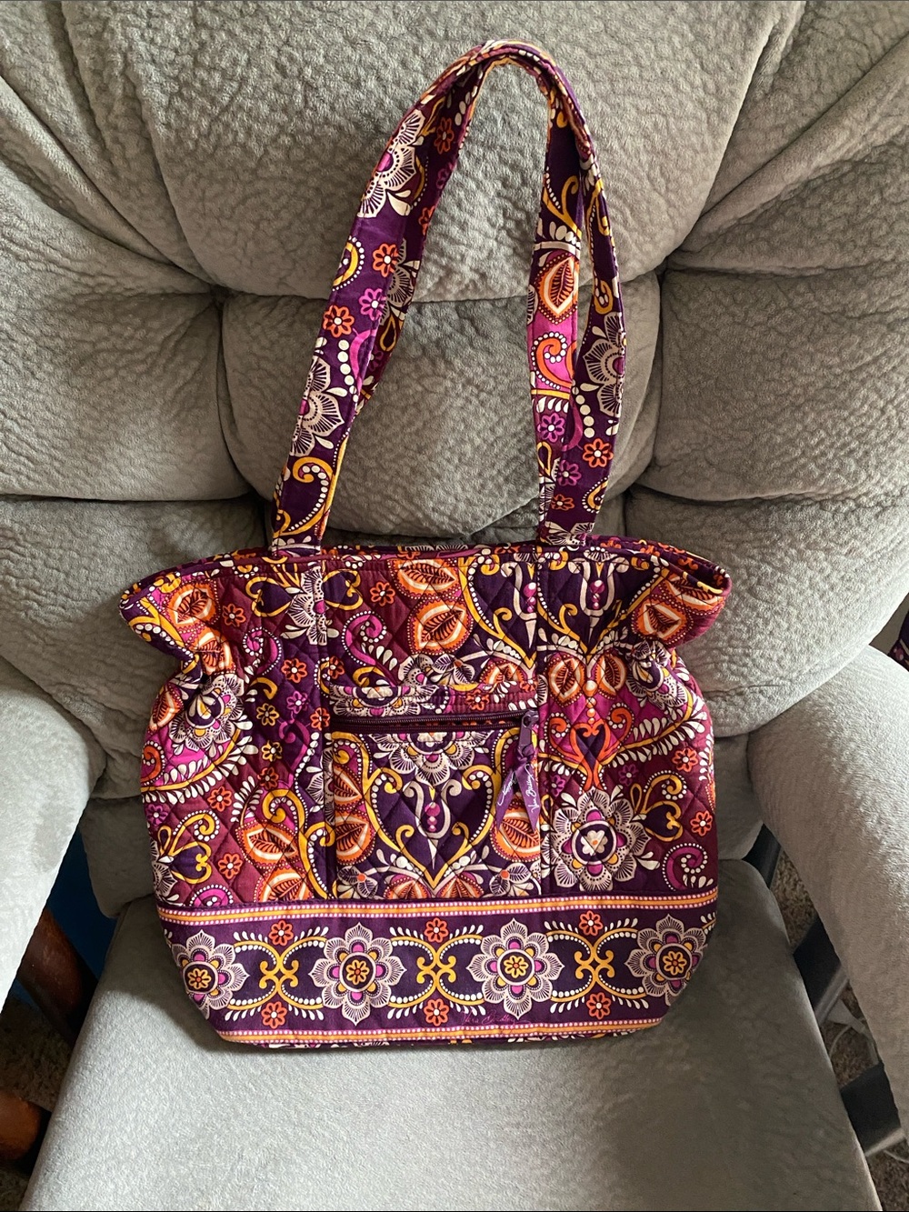 Vera Bradley Quilted Paisley Tote in Purple, Pink & Orange
